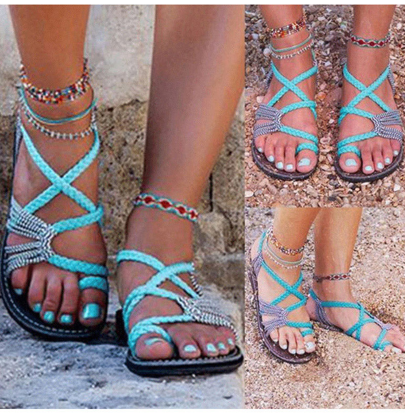 Palm leaf platte sandalen