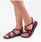 Palm leaf platte sandalen