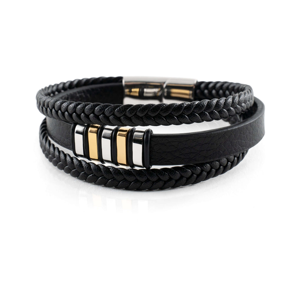 Leren herenarmband met magnetische sluiting