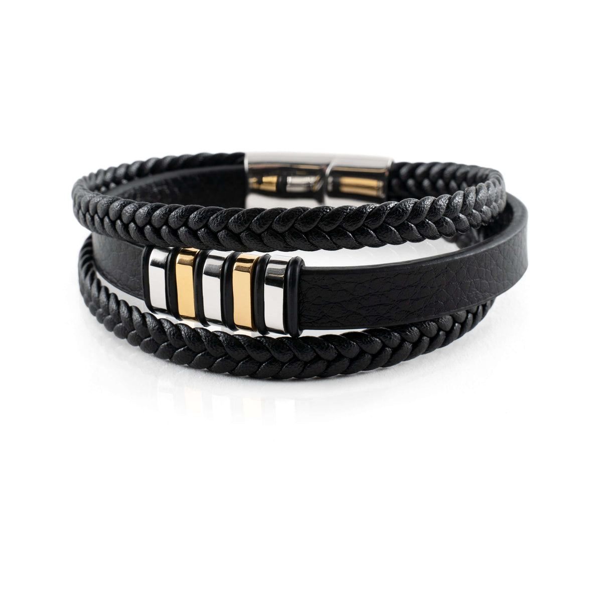 Leren herenarmband met magnetische sluiting