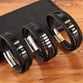 Leren herenarmband met magnetische sluiting