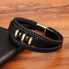 Leren herenarmband met magnetische sluiting