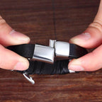 Leren herenarmband met magnetische sluiting