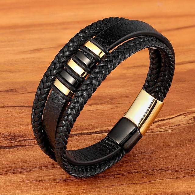 Leren herenarmband met magnetische sluiting
