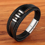 Leren herenarmband met magnetische sluiting