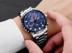 Stalen herenhorloge in militaire stijl