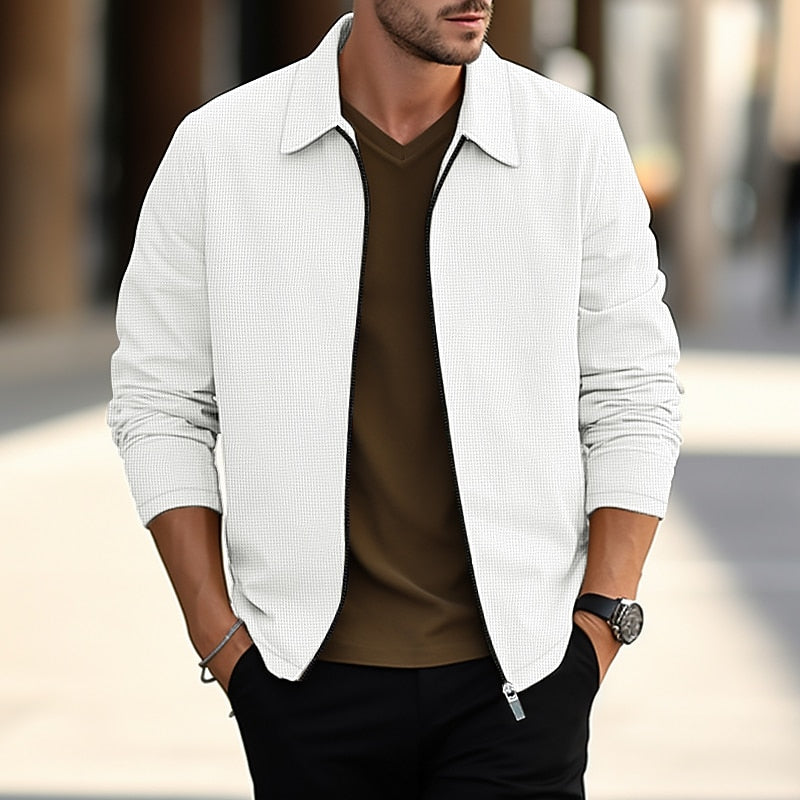 Licht overshirt met structuur en reverskraag