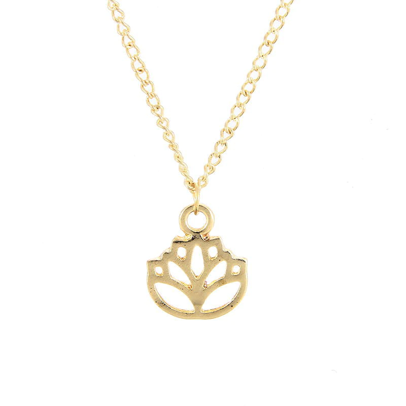 Geluks lotus ketting – materiaal: Zinklegering, verguld of verzilverd — afbeelding 1