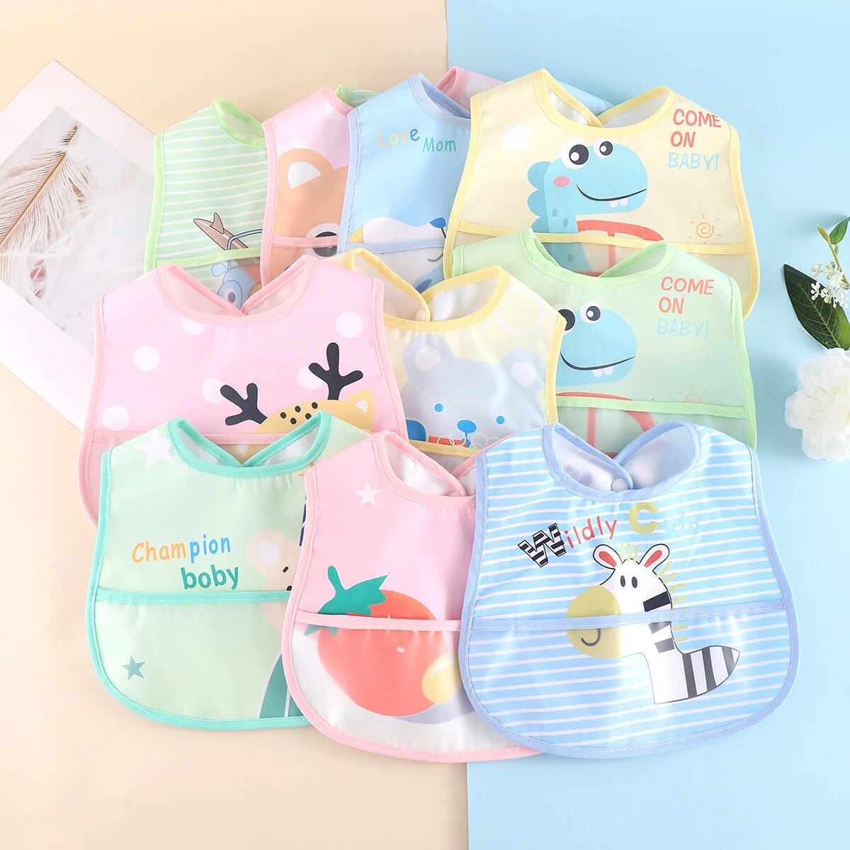 Baby slabbetjes – verstelbaar 5 stuks