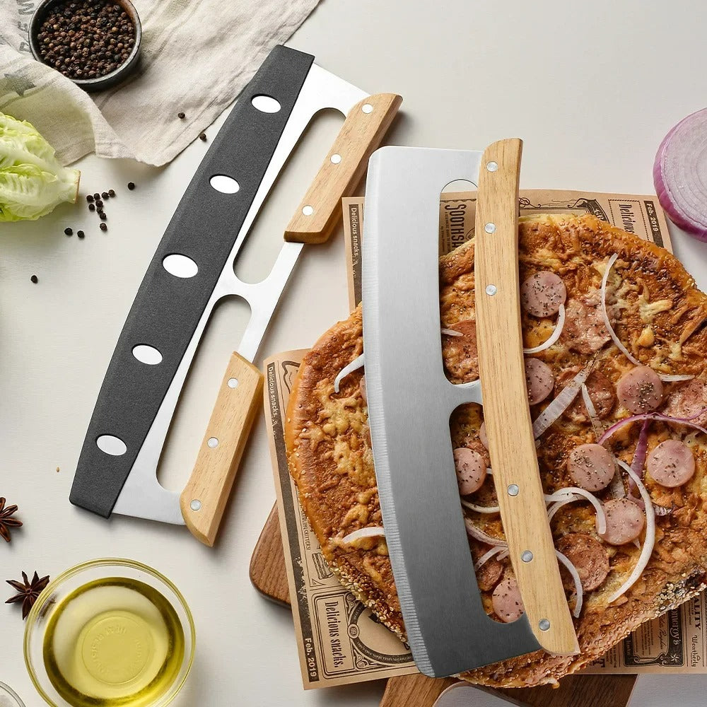 Grote pizzasnijder met gebogen roestvrijstalen mes (35 cm)