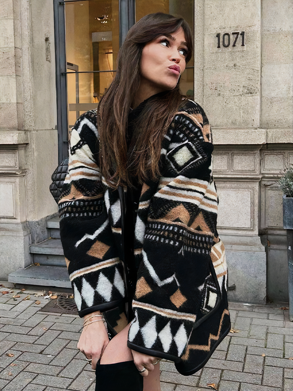Dames herfstjas met print