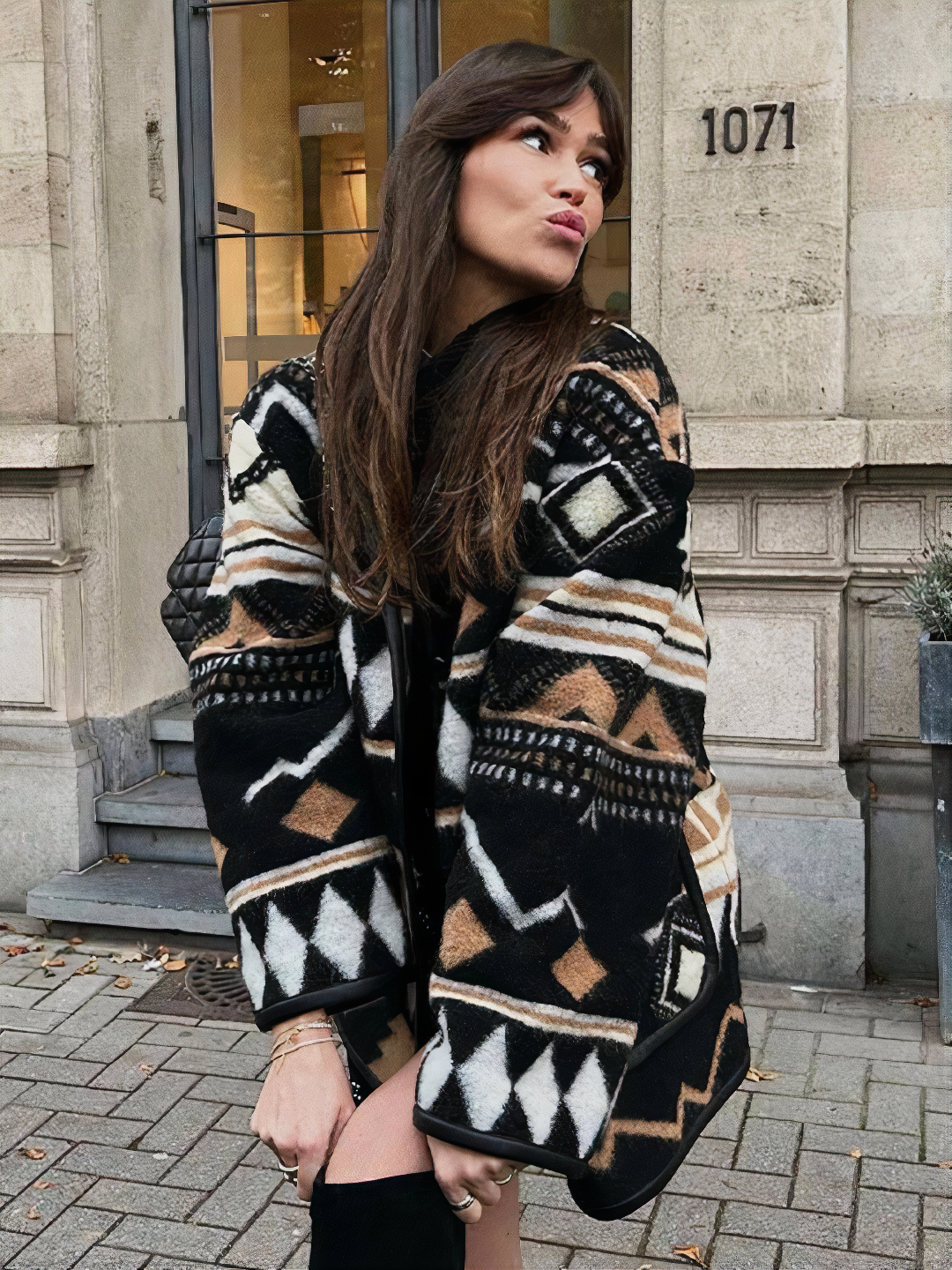 Dames herfstjas met print