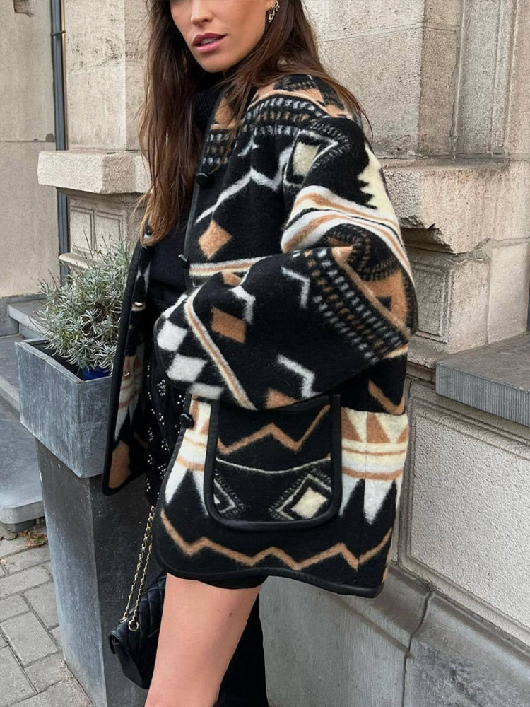 Dames herfstjas met print