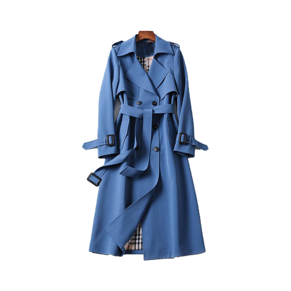 Adrianne | Lange damestrenchcoat met ceintuur en dubbele knopenrij