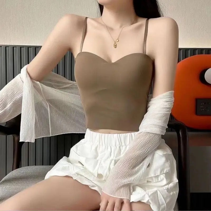 Set van 4 luchtige tanktops met ingebouwde bandeau BH