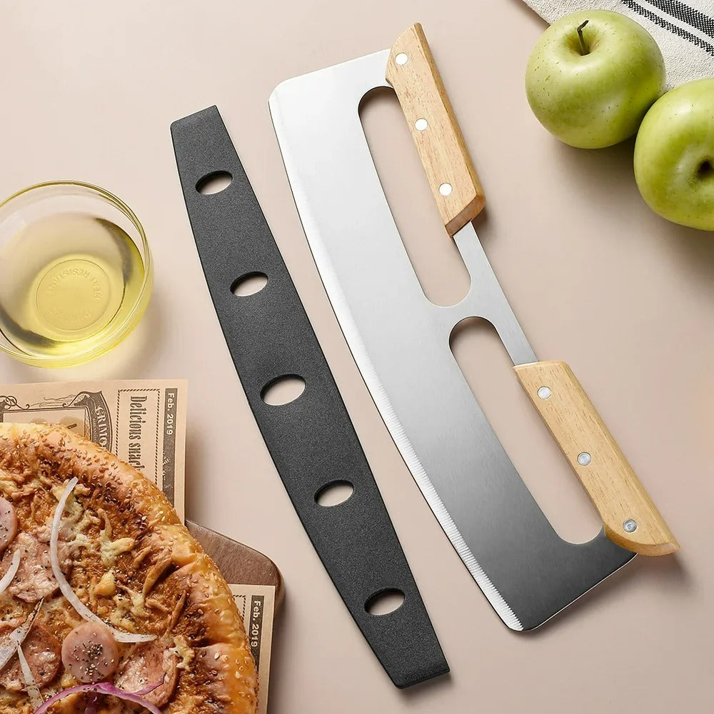Grote pizzasnijder met gebogen roestvrijstalen mes (35 cm)