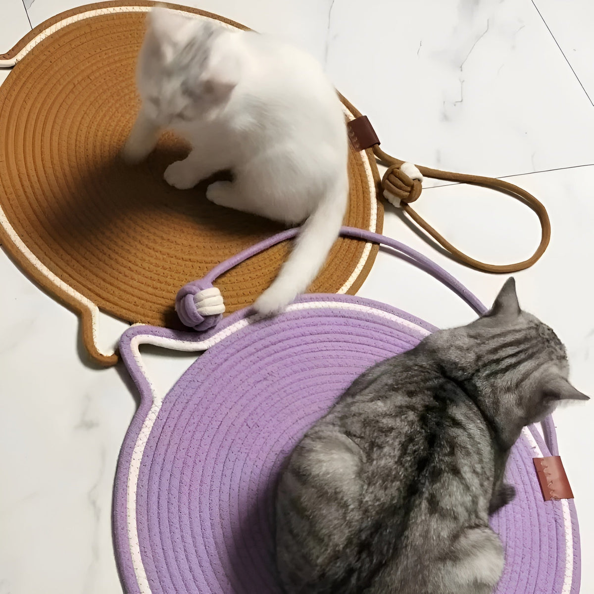 Katoenen katten krabmat van touw