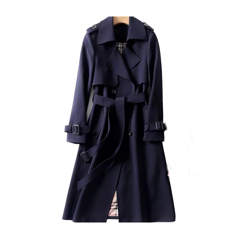 Angie | Lange damestrenchcoat met dubbele knopenrij en riem