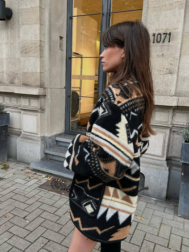 Dames herfstjas met print