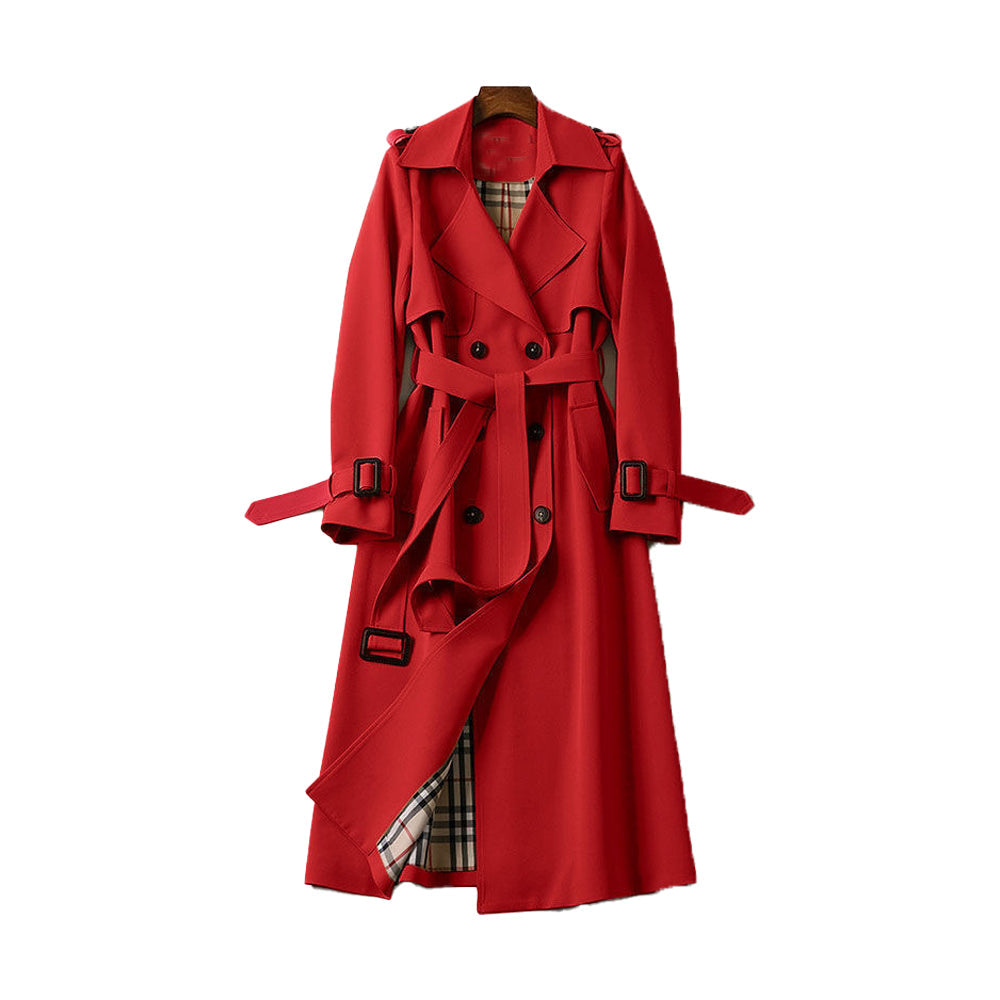 Adrianne | Lange damestrenchcoat met ceintuur en dubbele knopenrij