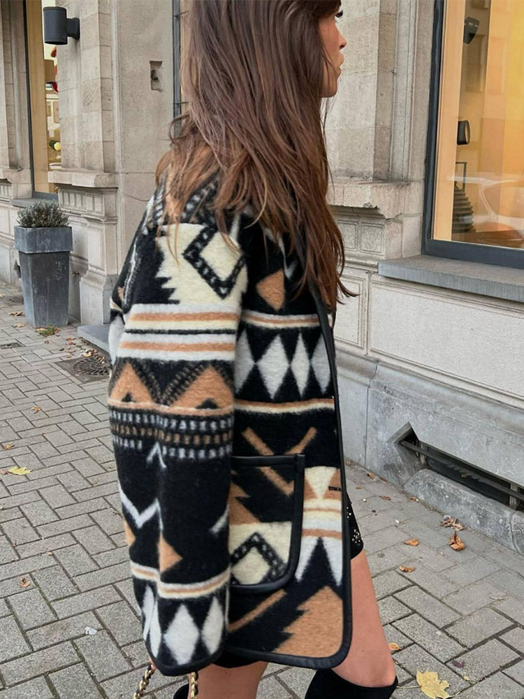 Dames herfstjas met print