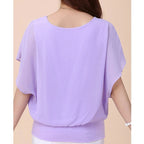 Dames chiffon blouse met ruche mouwen