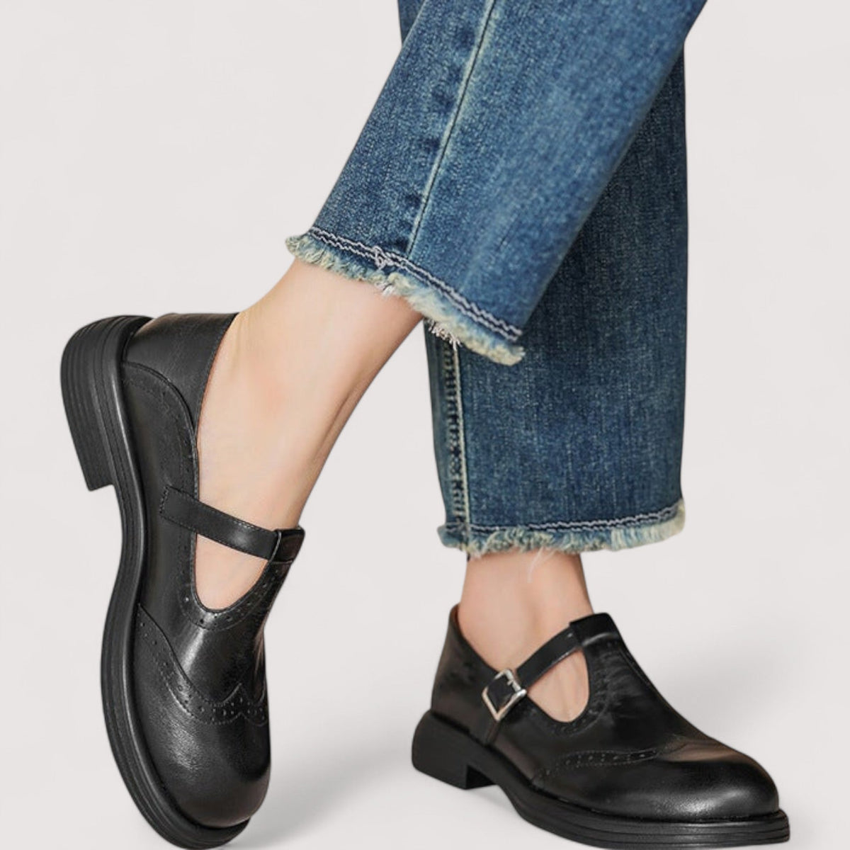 Leren Mary Jane-schoenen met gesp