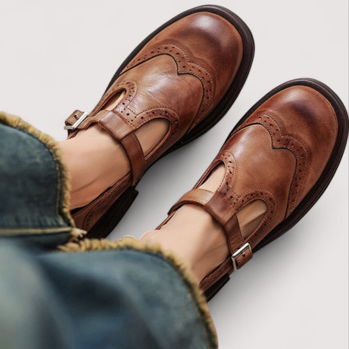 Leren Mary Jane-schoenen met gesp
