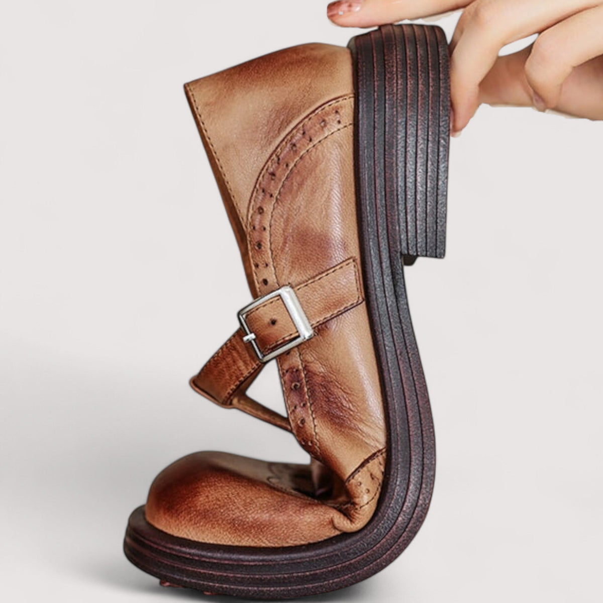 Leren Mary Jane-schoenen met gesp