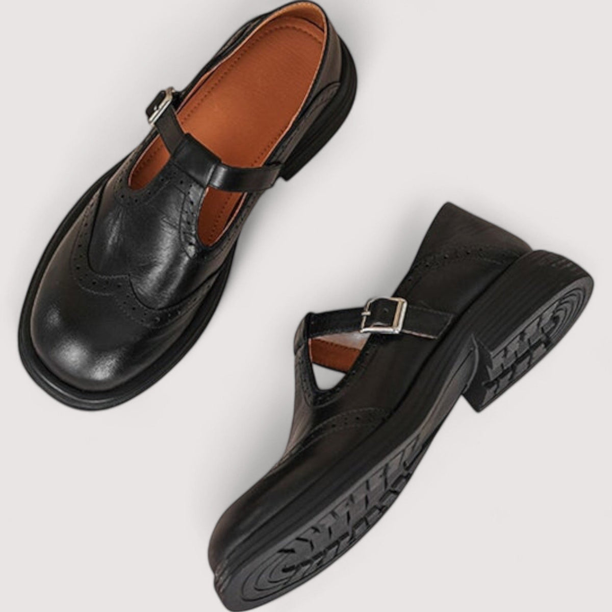 Leren Mary Jane-schoenen met gesp