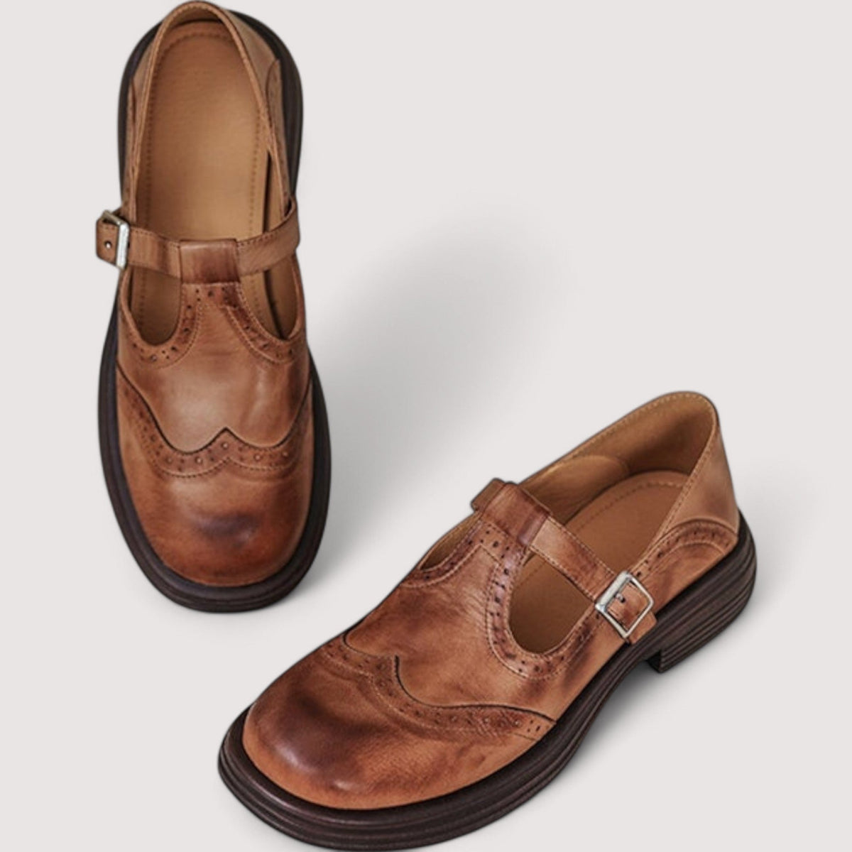 Leren Mary Jane-schoenen met gesp