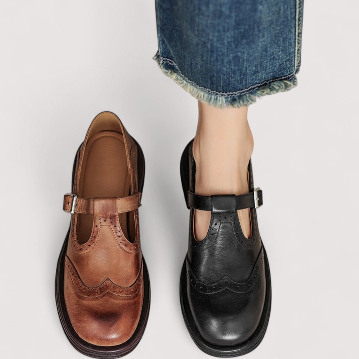 Leren Mary Jane-schoenen met gesp
