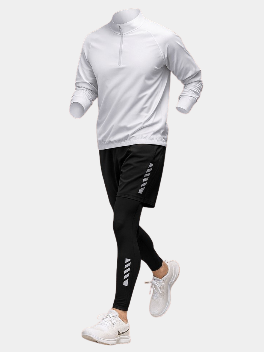 Zinedine | Herensportset met kwart-ritstop, legging en short