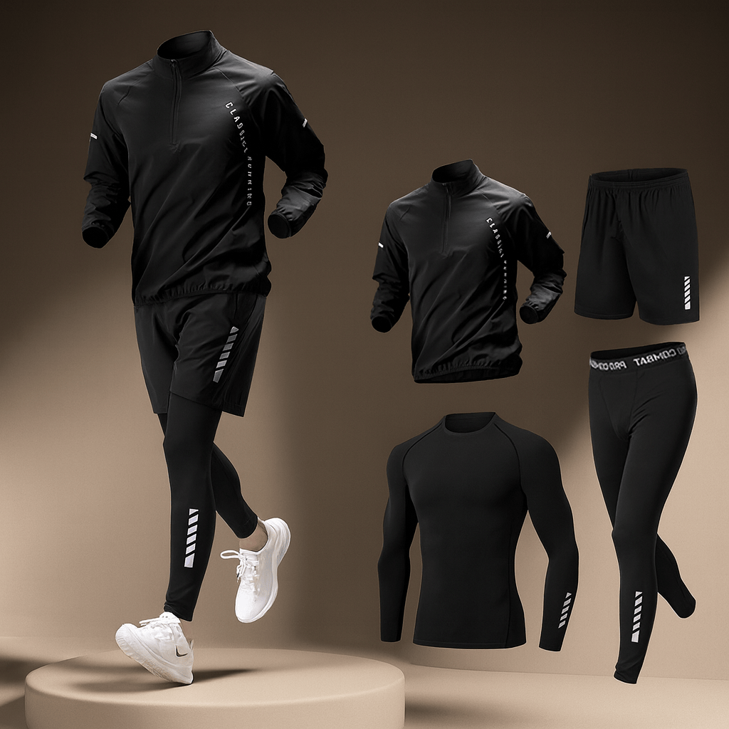 Zinedine | Herensportset met kwart-ritstop, legging en short