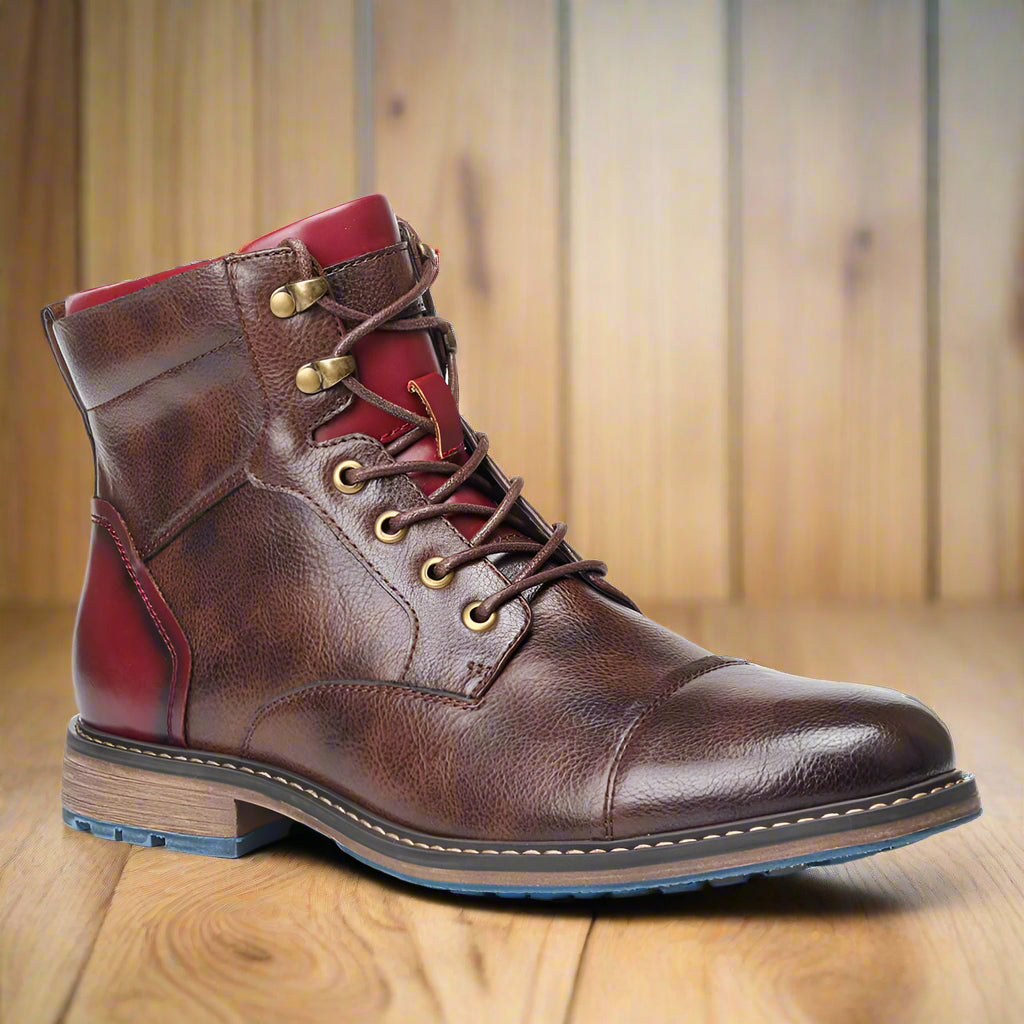 Herenboots met ronde neus, veters en zijrits