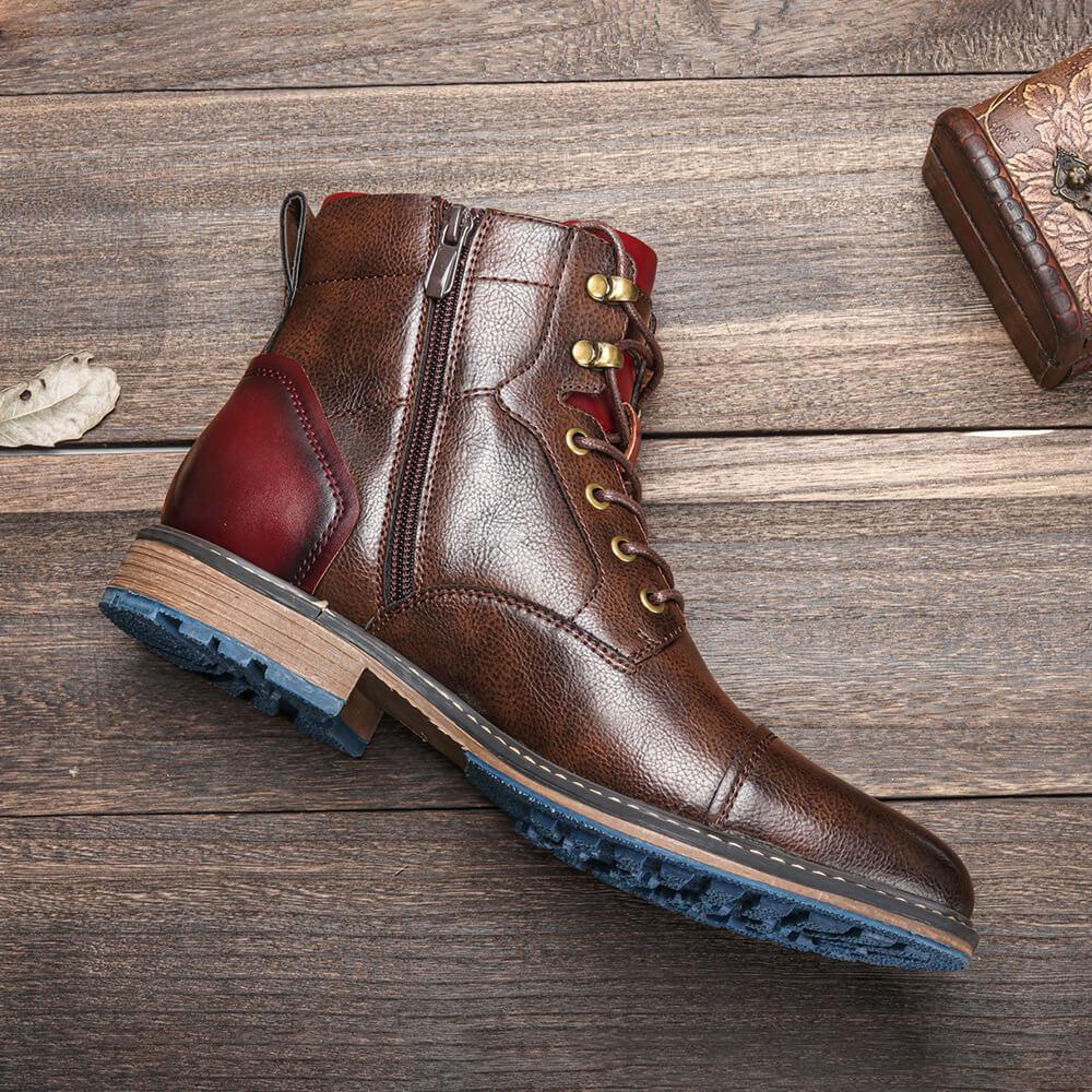 Herenboots met ronde neus, veters en zijrits