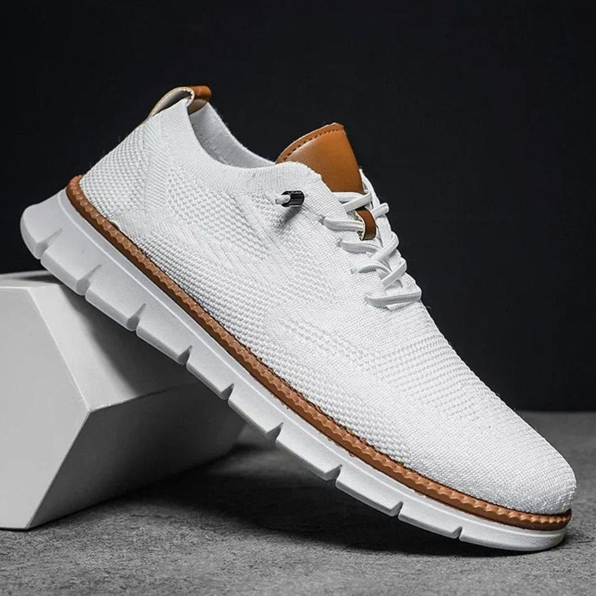 Gebreide herensneakers met veters en dempende zool