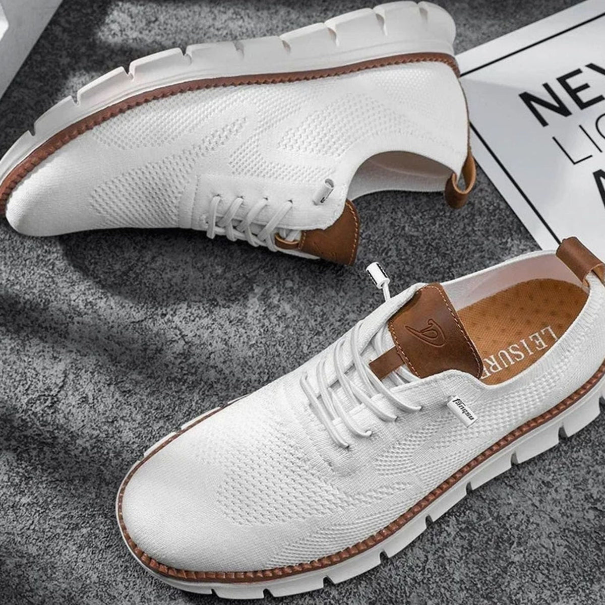 Gebreide herensneakers met veters en dempende zool