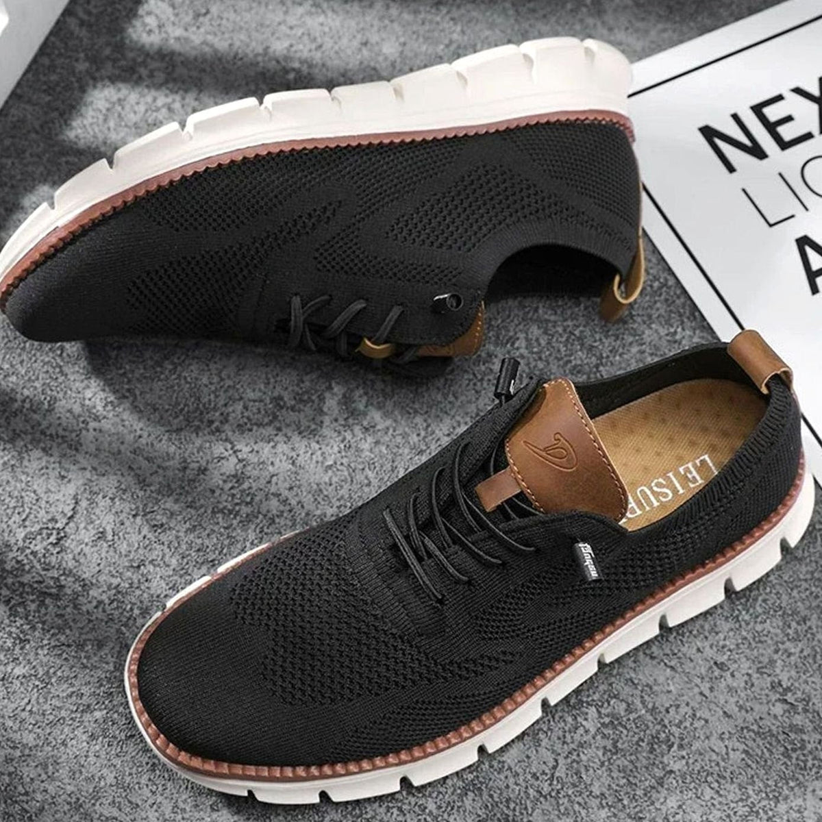 Gebreide herensneakers met veters en dempende zool