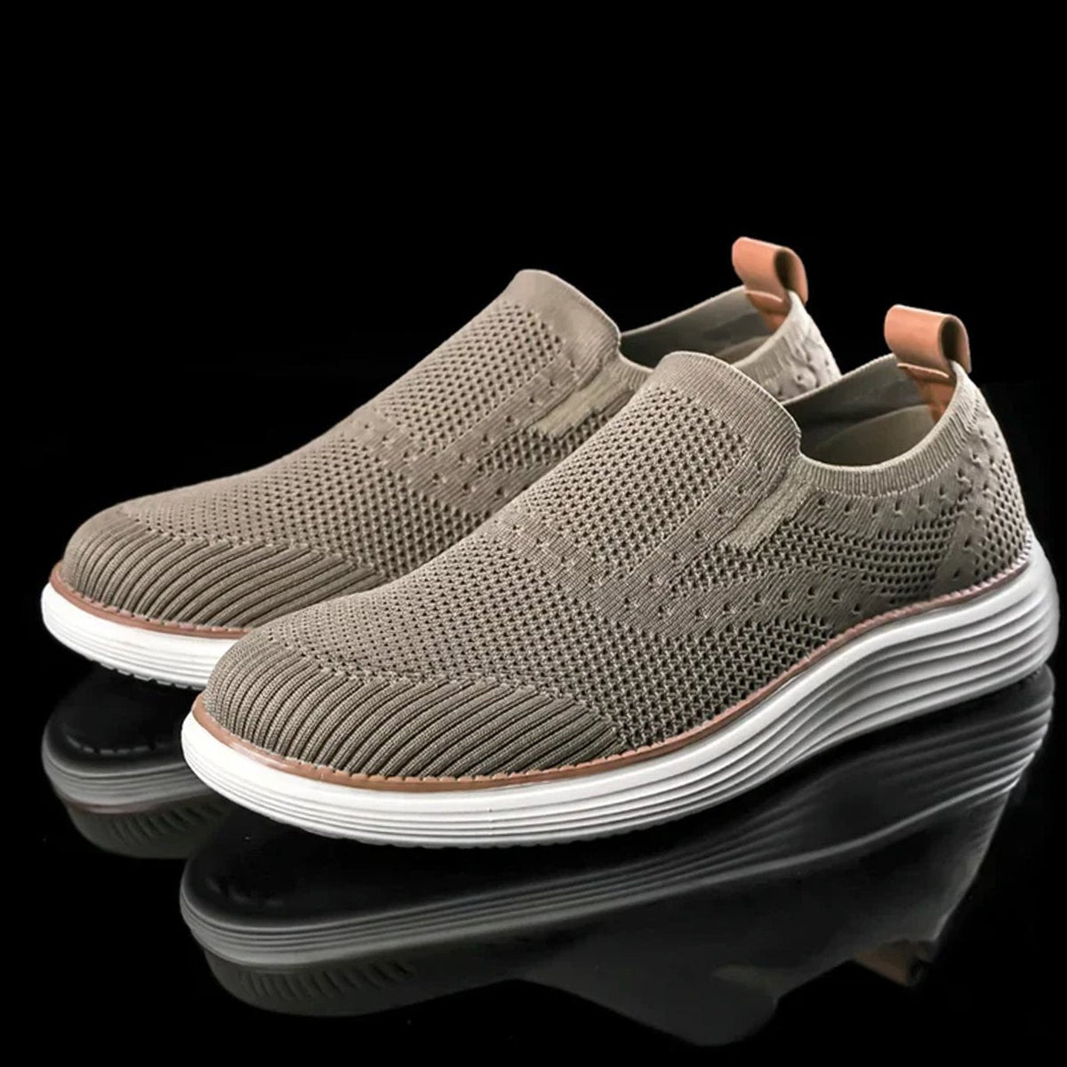 Gebreide hereninstapsneakers met rubberen zool
