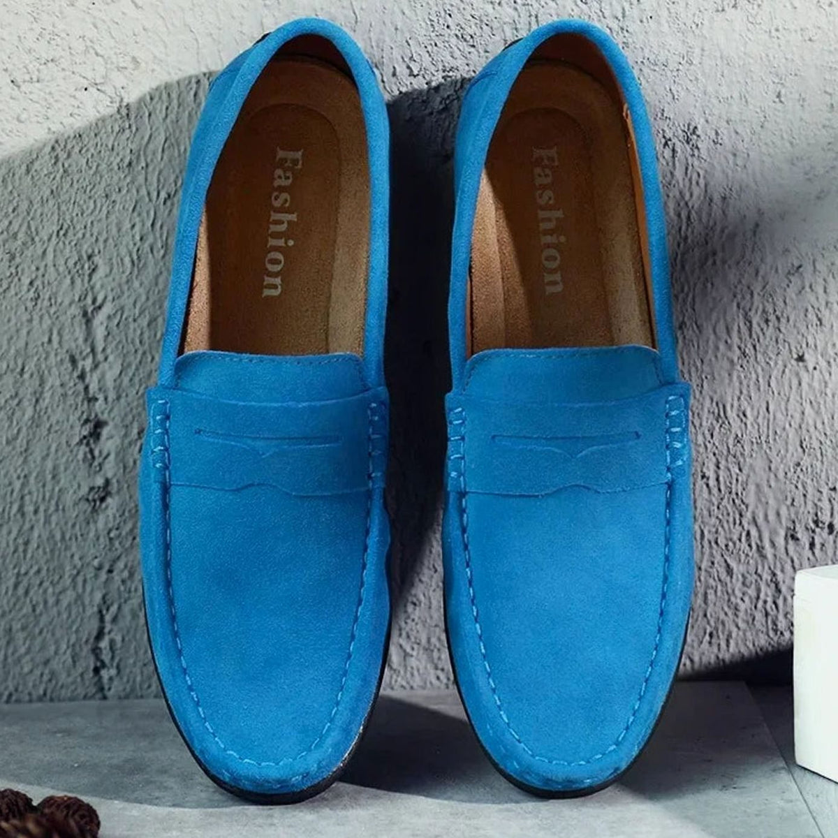 Herenloafers van suède met penny-detail, instapmodel