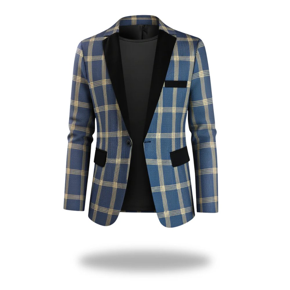 Dorian | Geruite herenblazer met contrasterende revers