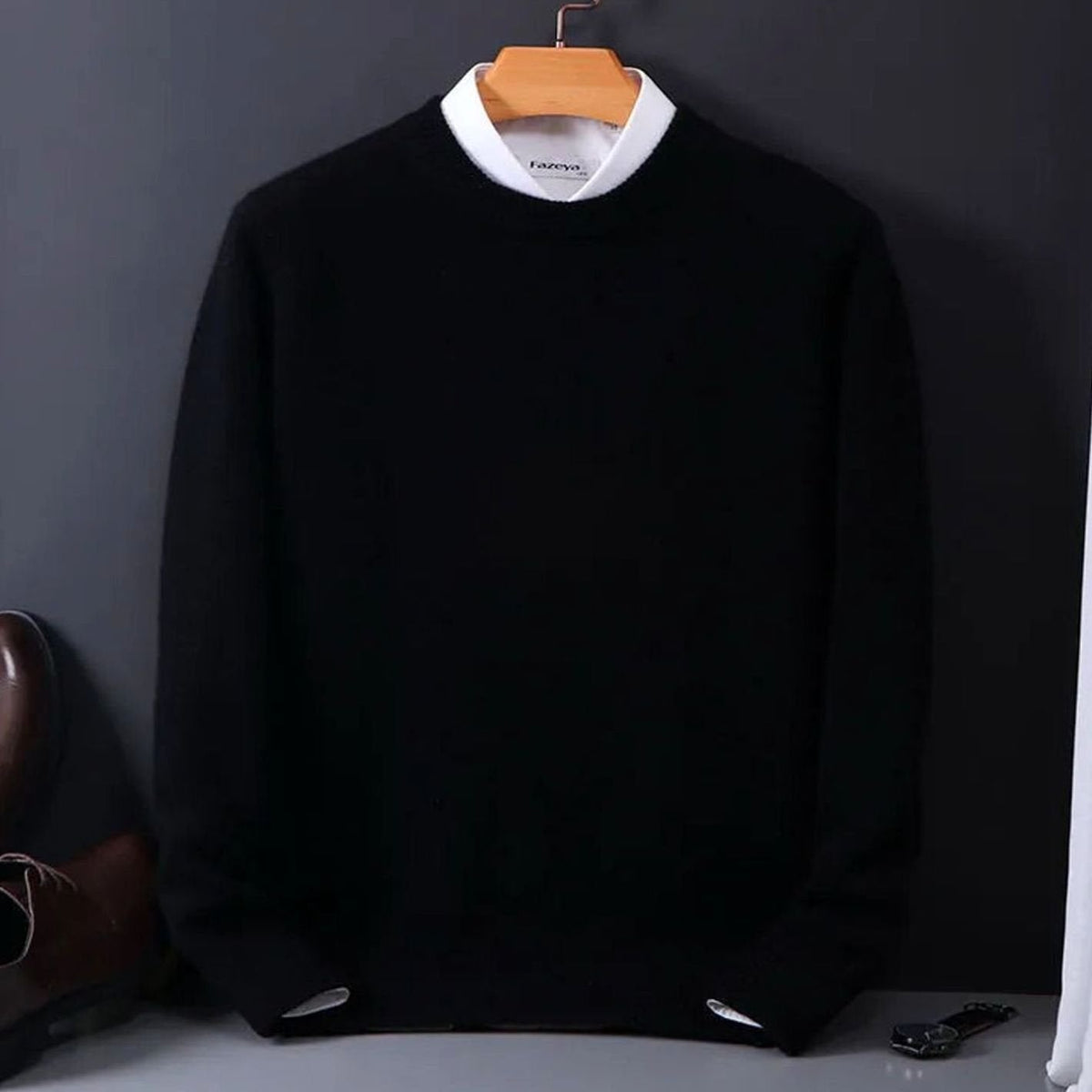 Bruno | Oversized gebreide herentrui met ronde hals