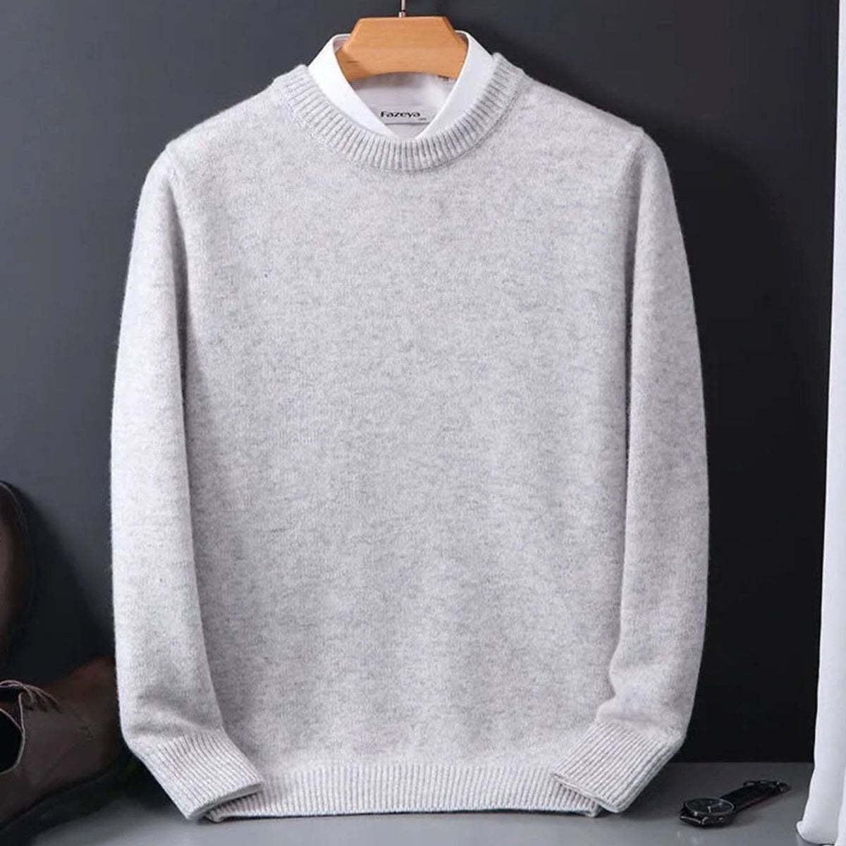 Bruno | Oversized gebreide herentrui met ronde hals