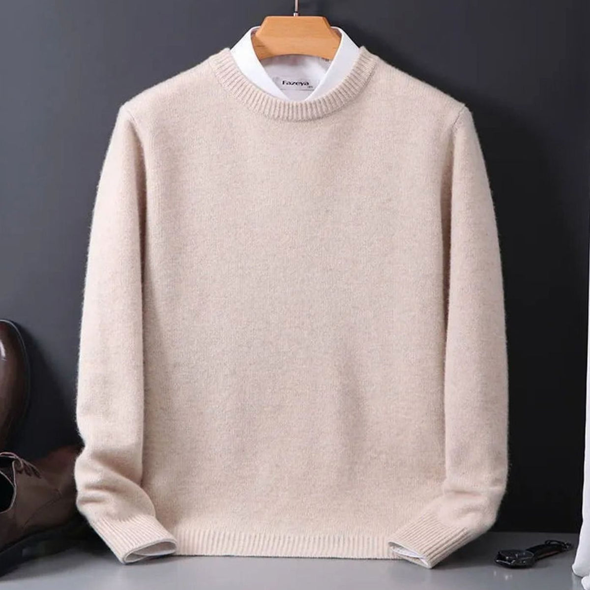 Bruno | Oversized gebreide herentrui met ronde hals