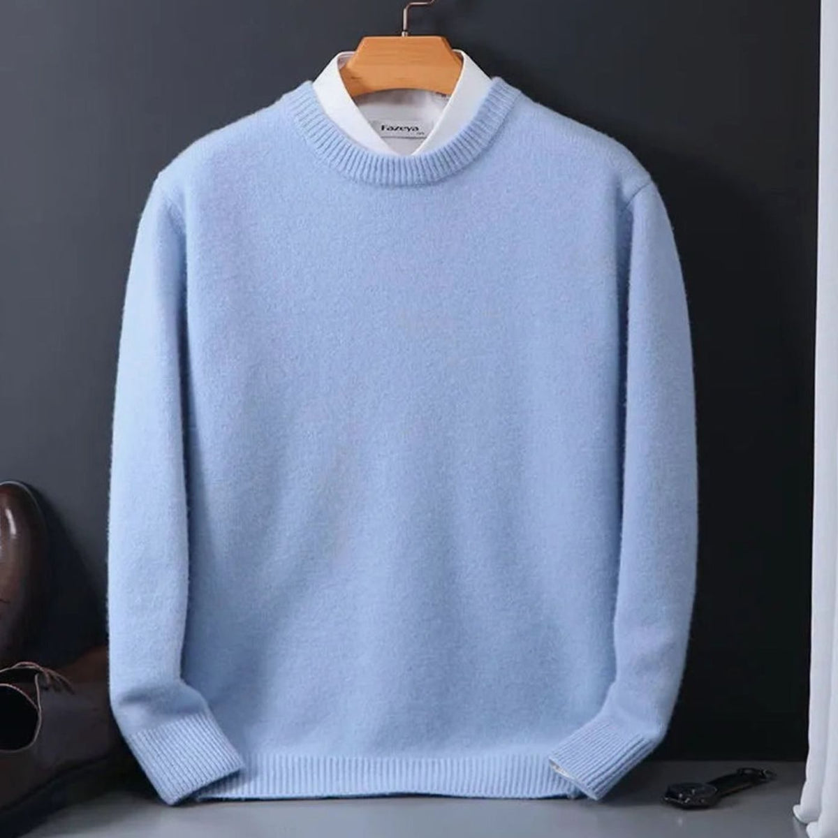 Bruno | Oversized gebreide herentrui met ronde hals