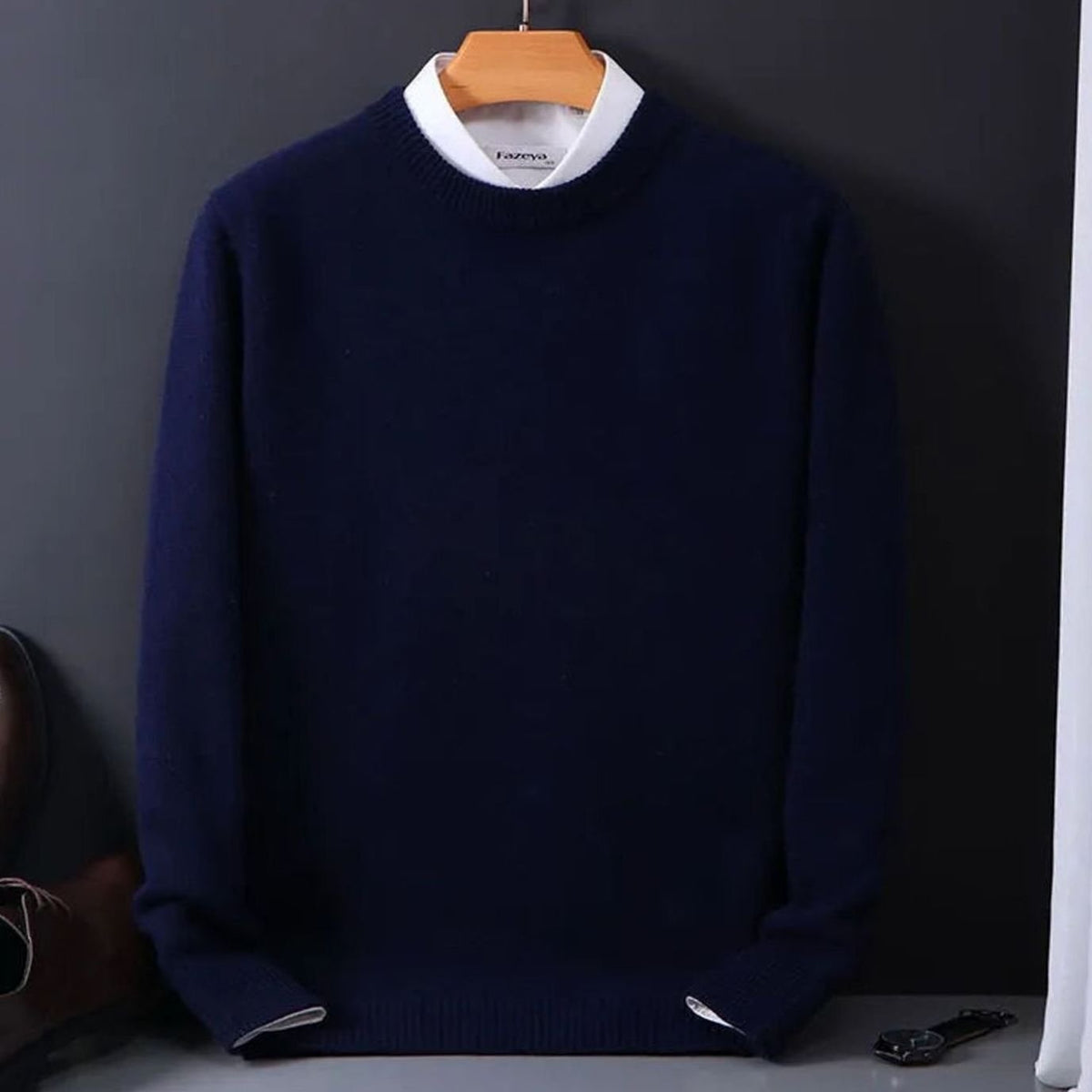Bruno | Oversized gebreide herentrui met ronde hals