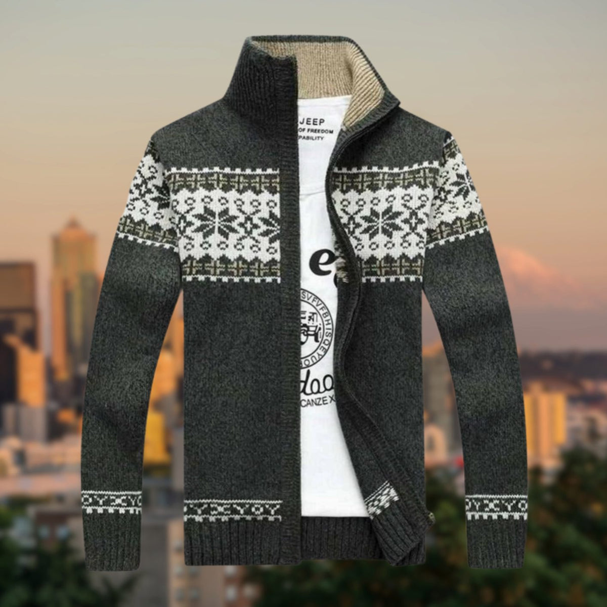 Joseph | Herenvest met Fair Isle-patroon en fleecevoering
