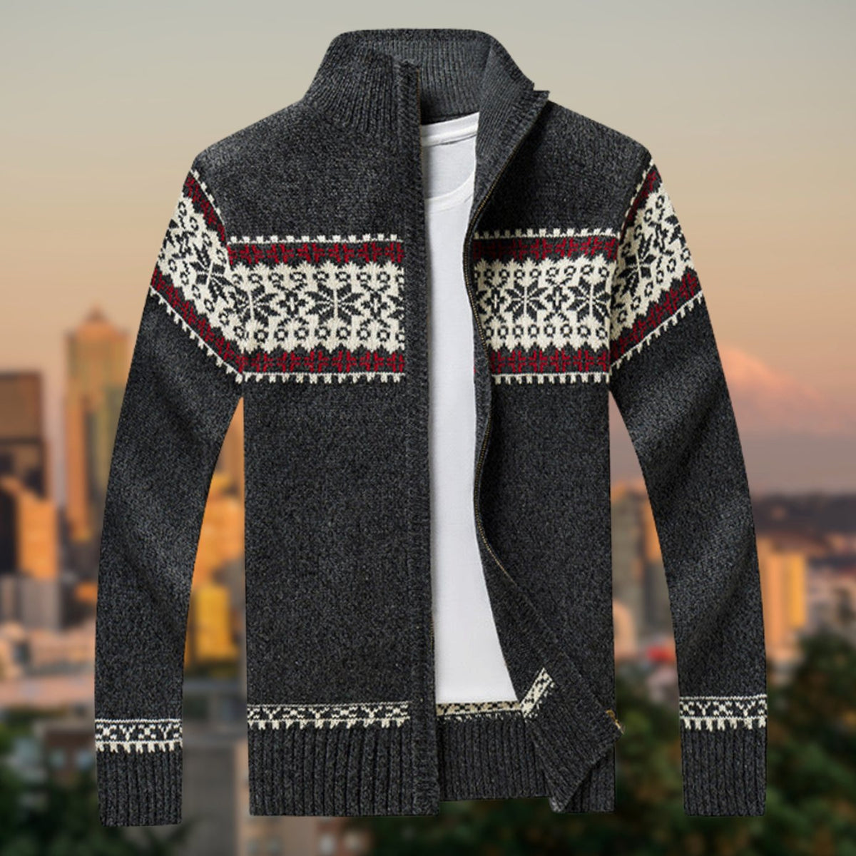 Joseph | Herenvest met Fair Isle-patroon en fleecevoering