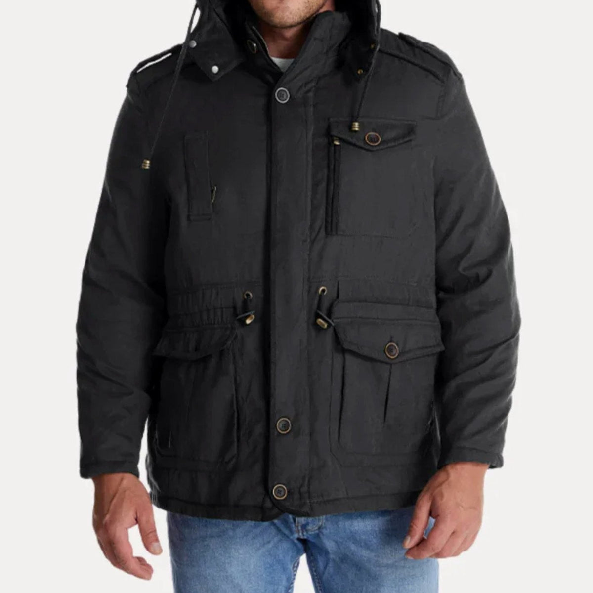 Teun | Winterparka met fleecevoering, capuchon en vier klepzakken